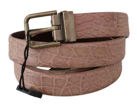 Dolce & Gabbana Elegant Exotic Skin Brushed Gold Buckle Belt