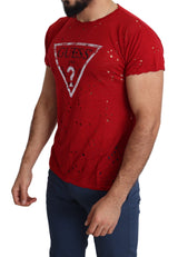 Guess Radiant Red Cotton Stretch T-Shirt