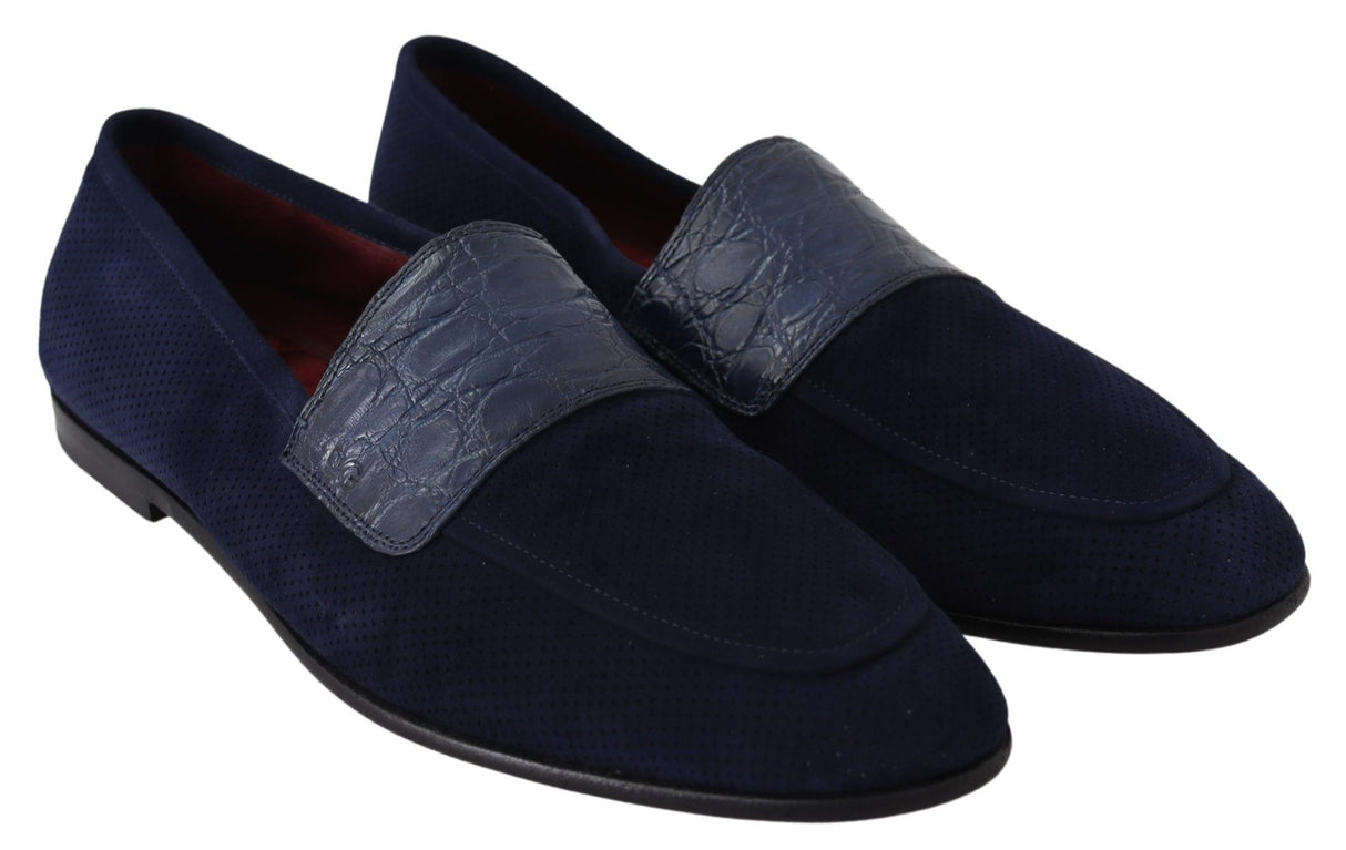 Dolce & Gabbana Elegant Blue Suede Leather Loafers