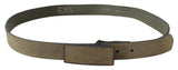 Costume National Chic Army Green Velvet Buckle Leather Belt