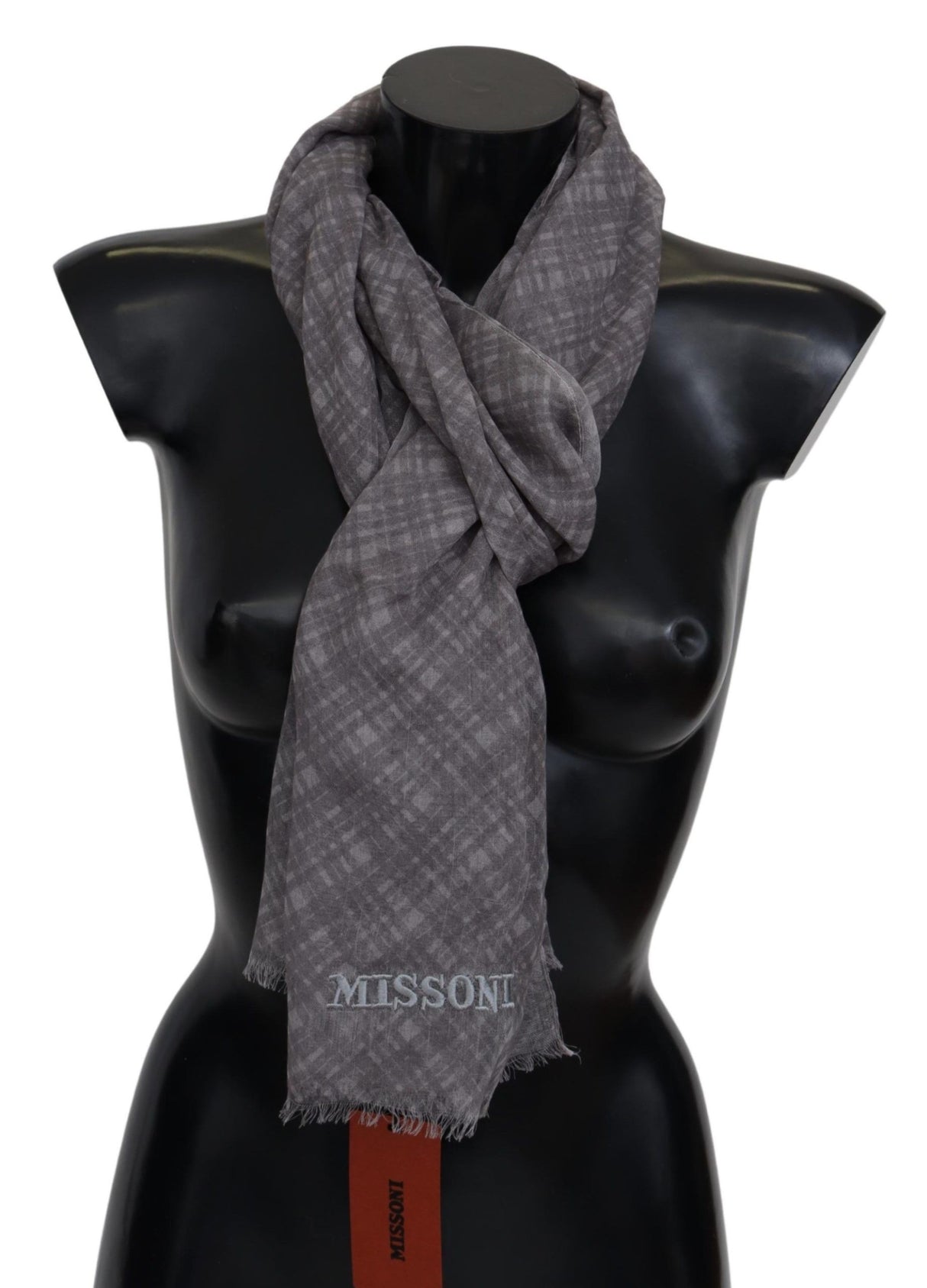 Missoni Elegant Wool Silk Blend Plaid Scarf