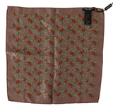 Dolce & Gabbana Elegant Brown Silk Pocket Square with Carrot Print