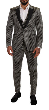 Dolce & Gabbana Elegant Martini Black Check Three-Piece Suit