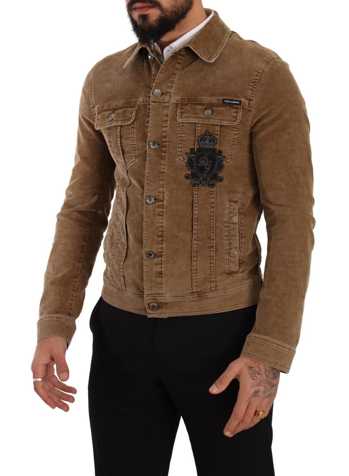 Dolce & Gabbana Elegant Corduroy Logo Jacket