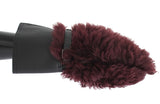 Dolce & Gabbana Elegant Black & Bordeaux Leather Gloves