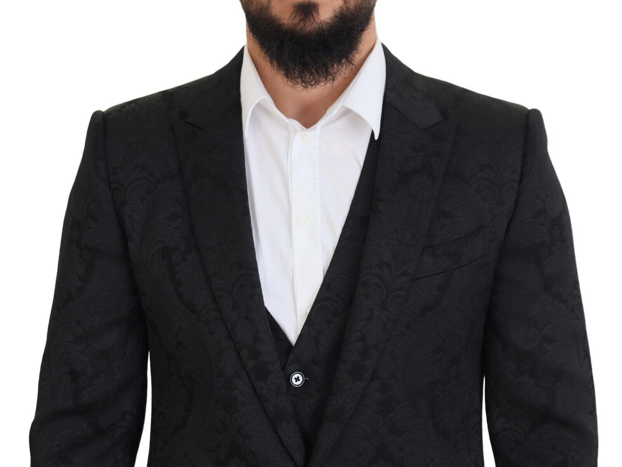 Dolce & Gabbana Elegant Black Martini Suit Jacket & Vest Ensemble