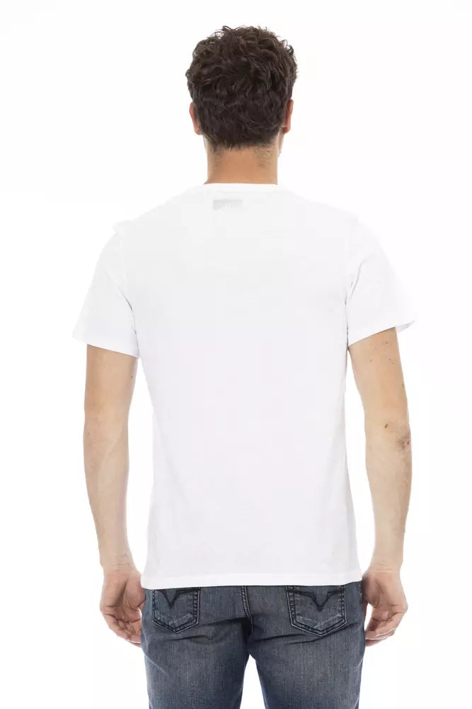 Bikkembergs Elegant White Front Print T-Shirt