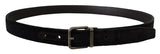 Dolce & Gabbana Elegant Black Leather Belt with Silver Tone Buckle