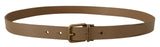 Dolce & Gabbana Elegant Brown Leather Belt with Brass Tone Buckle