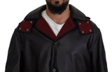 Dolce & Gabbana Elegant Hooded Parka Coat in Black and Bordeaux