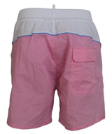 Dsquared² Chic White & Pink Print Swim Shorts