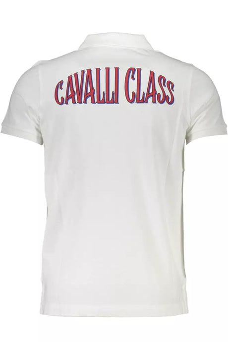 Cavalli Class White Cotton Men Polo Shirt