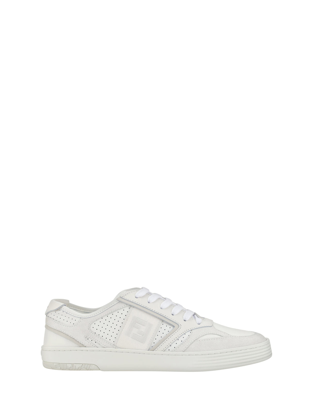 Fendi Elegant Low Top Calfskin Sneakers in White