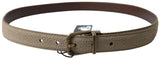 Dolce & Gabbana Elegant Beige Leather Belt with Metal Buckle