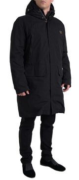 Dolce & Gabbana Elegant Black Hooded Trench Coat