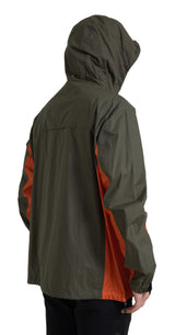 Dolce & Gabbana Elegant Hooded Full Zip Jacket in Green and Orange