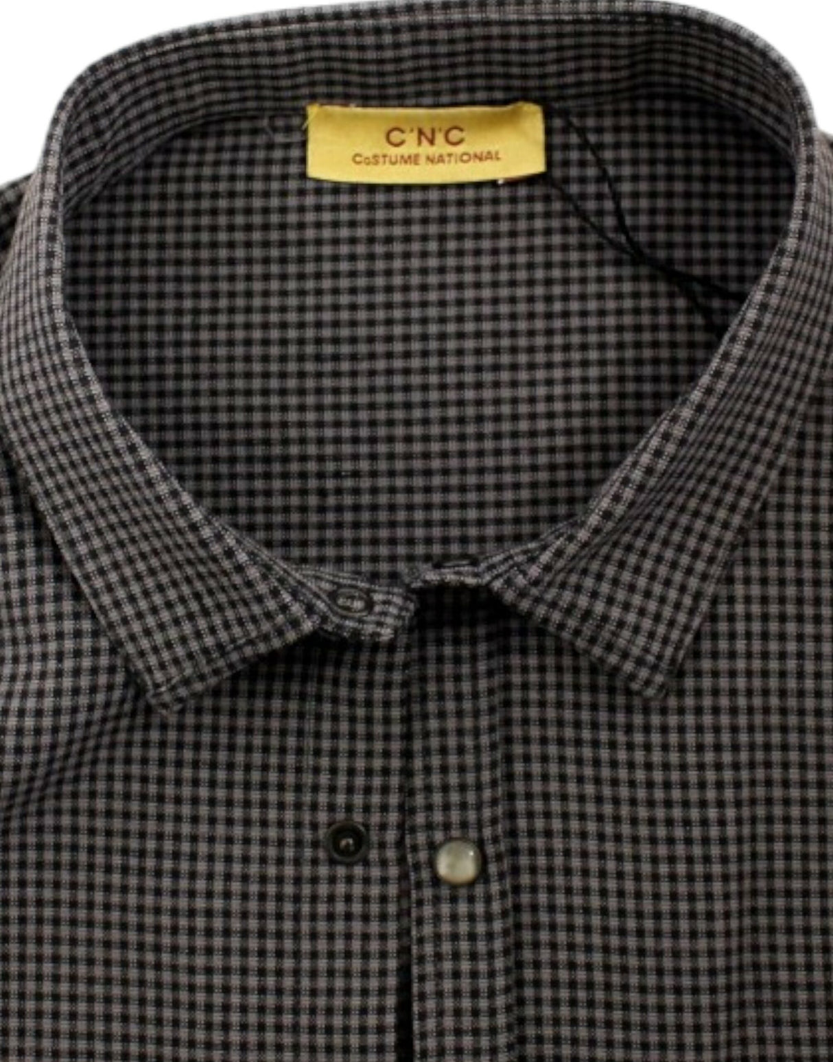 Costume National Chic Gray Checked Casual Linen Blend Shirt