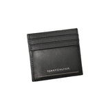 Tommy Hilfiger Sleek Black Leather Card Holder with Contrast Details