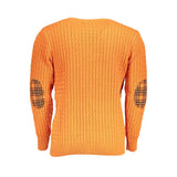 U.S. Grand Polo Elegant Twisted Crew Neck Orange Sweater