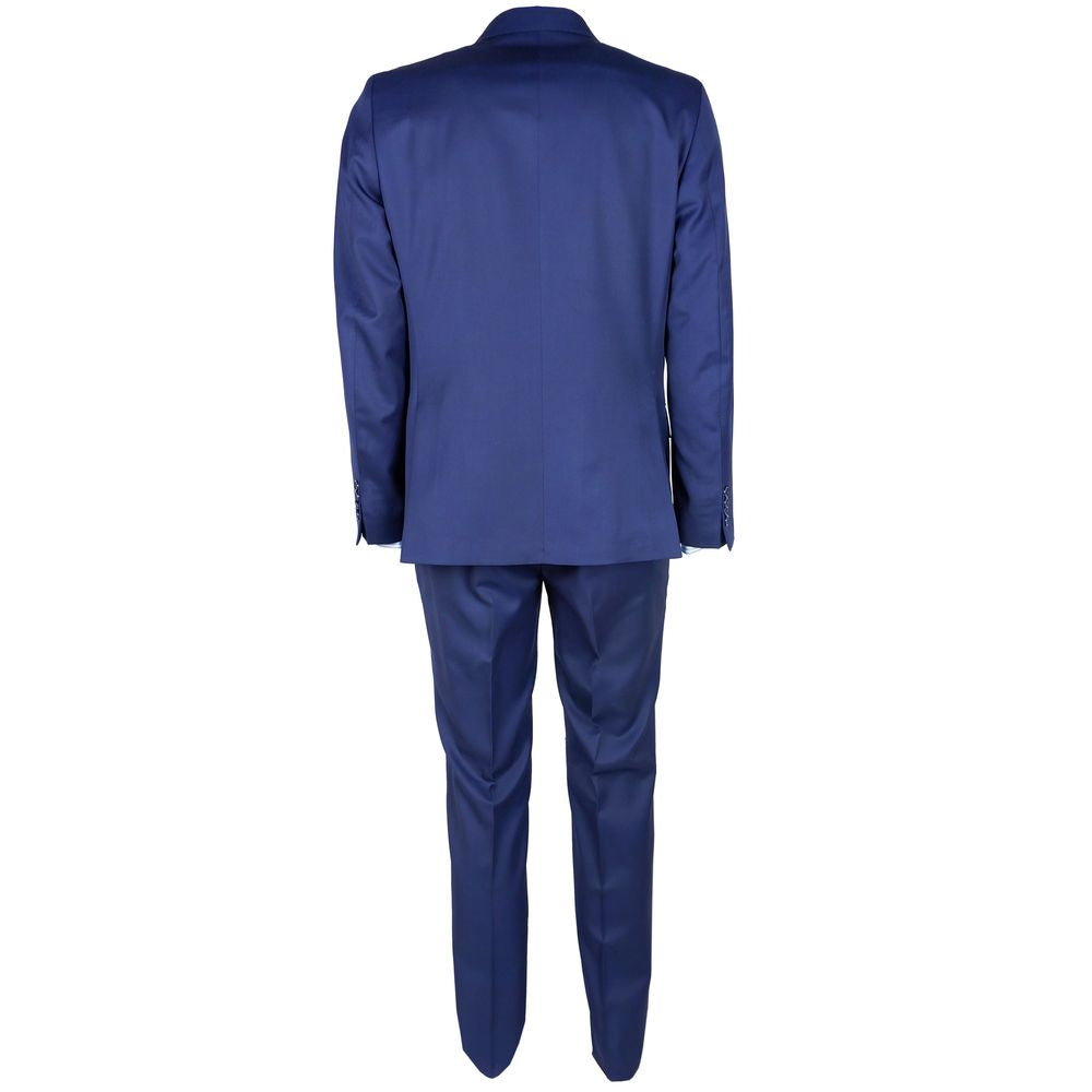 Made in Italy Blue Virgin Wool Men Suit