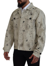 Dsquared² Off White Black Splash Print Casual Denim Jacket