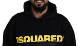 Dsquared² Black Cotton Hooded Printed Pullover Sweater