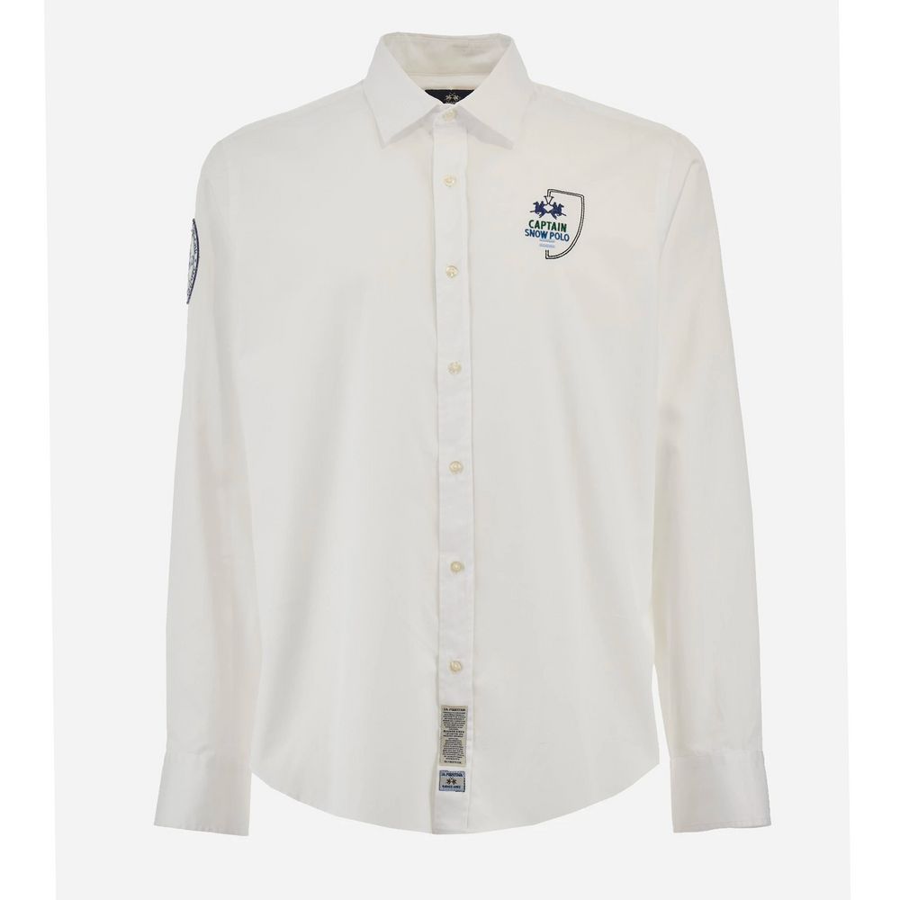 La Martina White Cotton Men Shirt