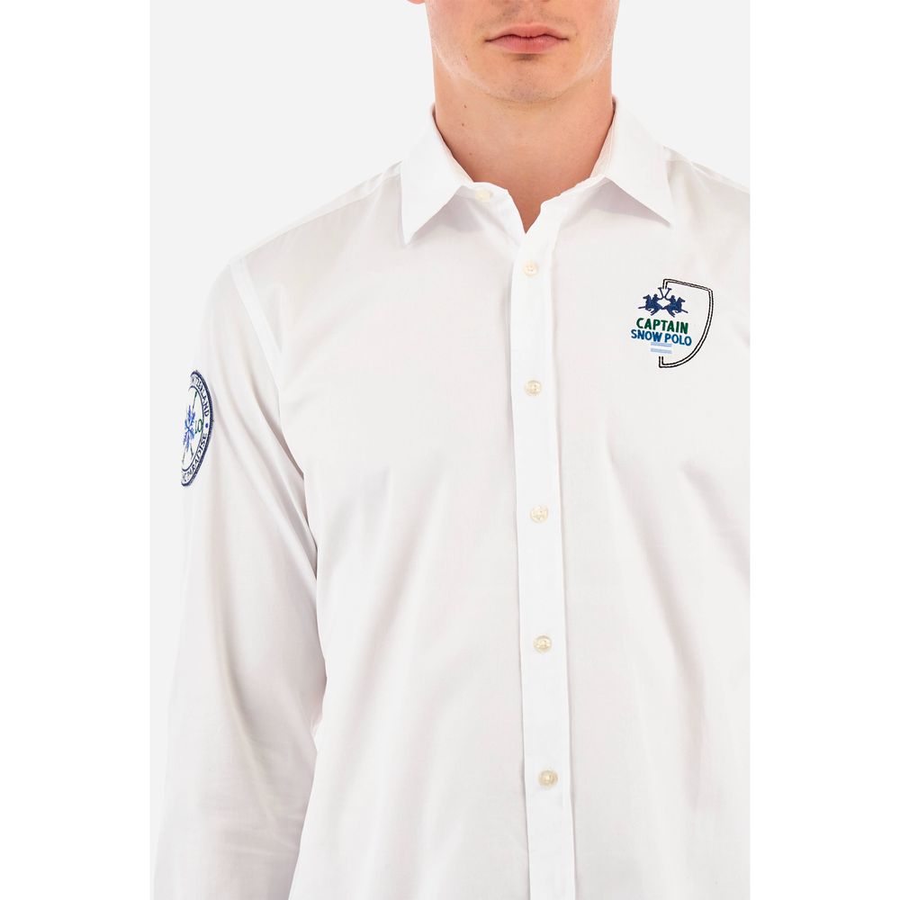 La Martina White Cotton Men Shirt