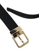 Dolce & Gabbana Black Gros Grain Gold Metal Buckle Belt Men