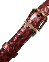 Dolce & Gabbana Maroon Leather Gold Metal Buckle Men Belt