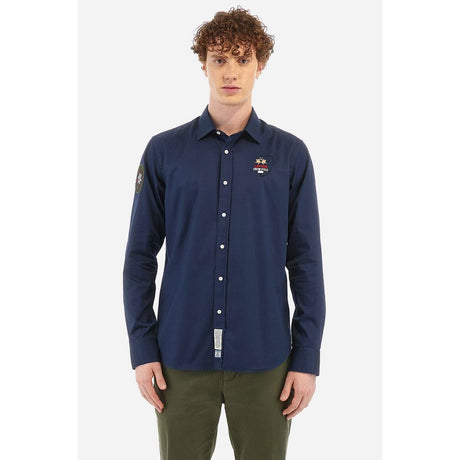 La Martina Blue Cotton Men Shirt