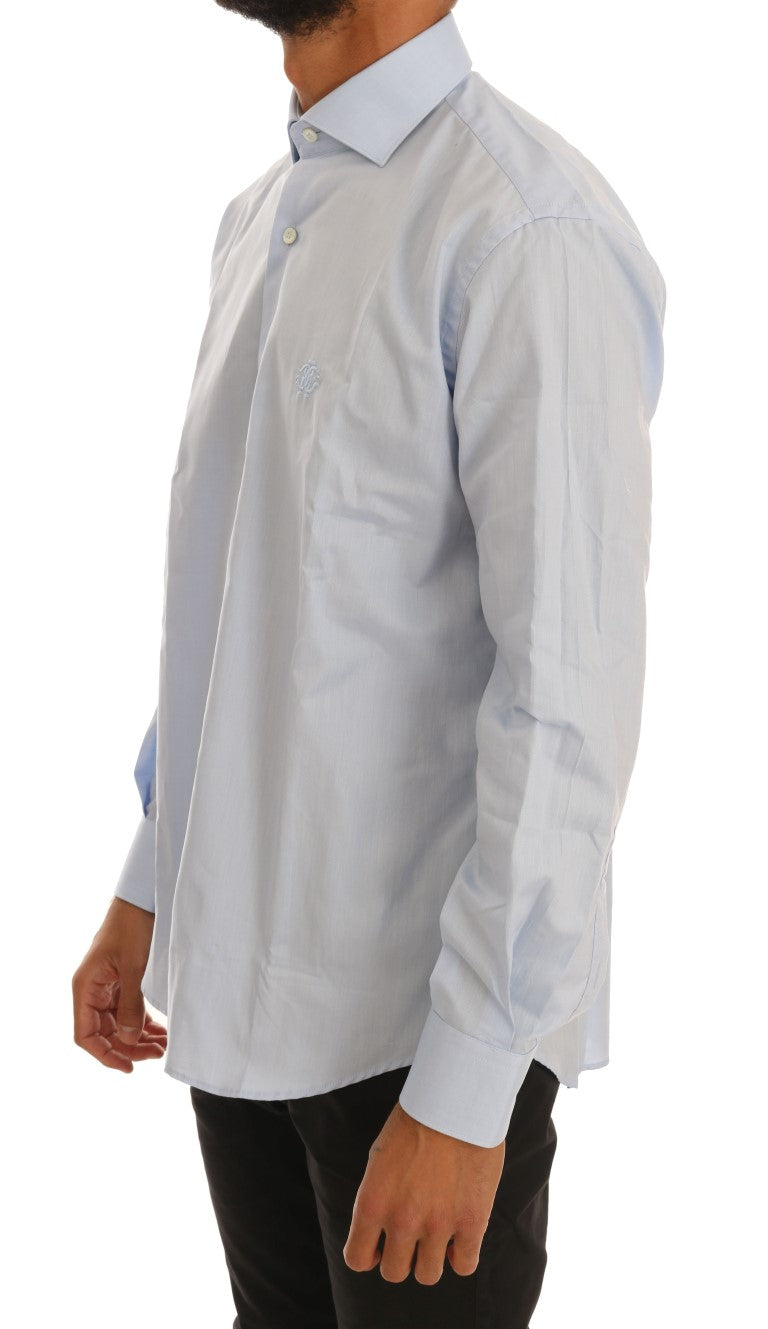 Cavalli Light Blue Cotton Dress Shirt