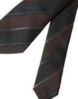 Dolce & Gabbana Brown Black Stripes Silk Adjustable Tie