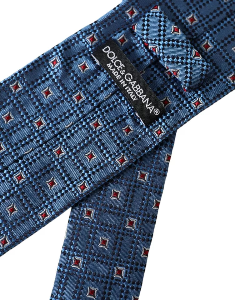 Dolce & Gabbana Blue Patterned 100% Silk Adjustable Men Tie