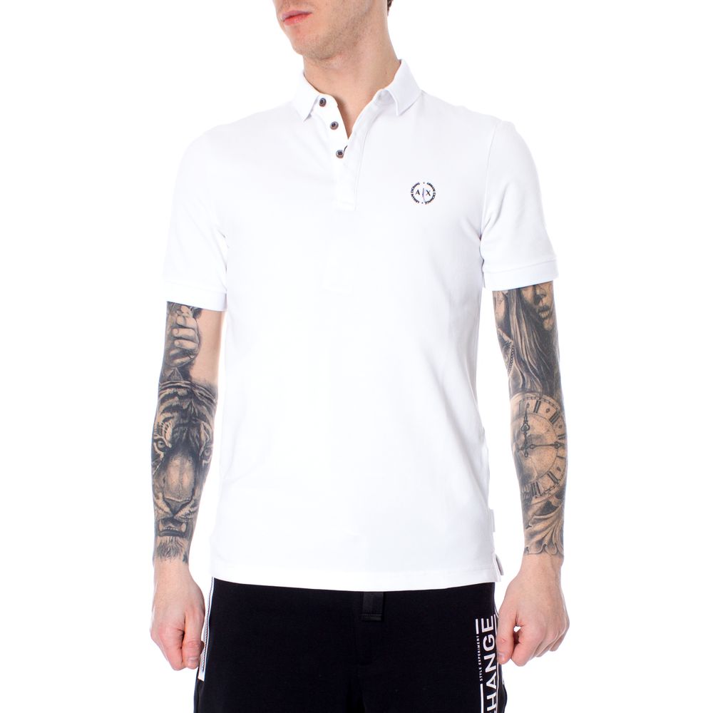 Armani Exchange White Cotton Polo Shirt