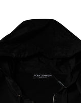 Dolce & Gabbana Black Viscose Full Zip Hooded Bomber Jacket