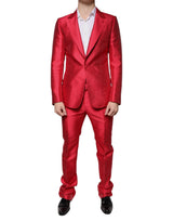 Dolce & Gabbana Red Polyester Single Breasted Formal Suit