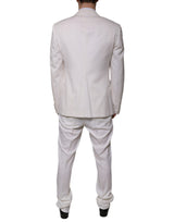 Dolce & Gabbana White Wool Silk 3 Piece SlimFit Formal Suit