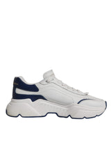 Dolce & Gabbana White Blue DAYMASTER Leather Sneakers Shoes