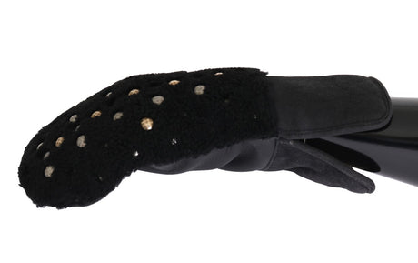 Dolce & Gabbana Studded Black Leather Gentleman's Gloves