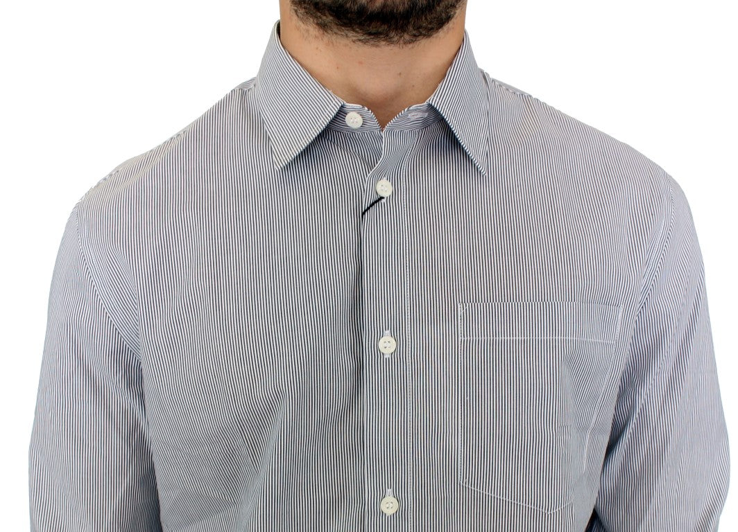 GF Ferre Chic Gray Striped Cotton Casual Shirt